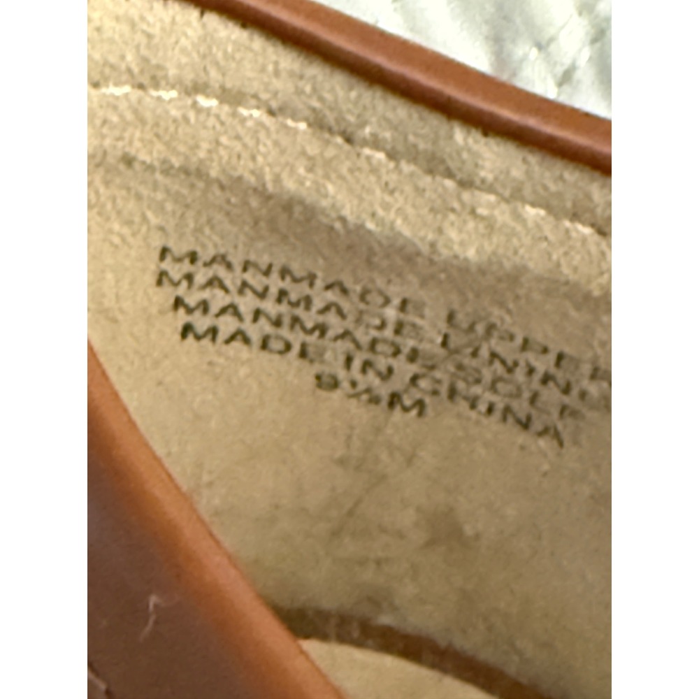 Loft Penny Loafers Womens 9.5 Cognac Brown Faux Leather Chunky Lug Sole Slip On - Picture 3 of 9